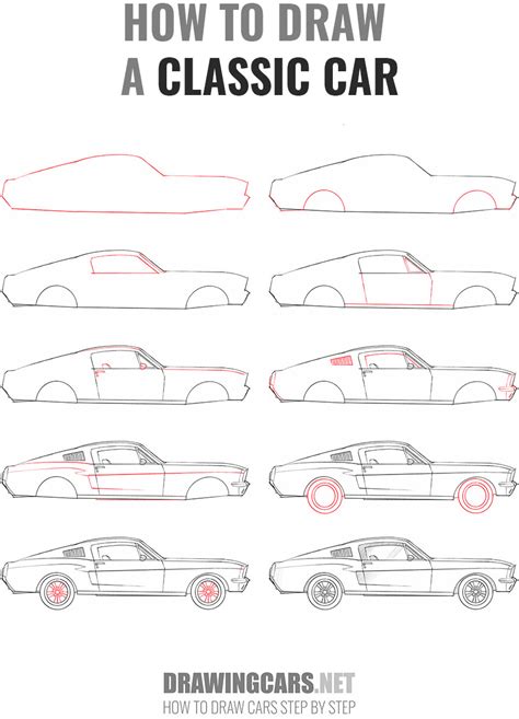 How To Draw A Classic Car Car Drawing Tutorials