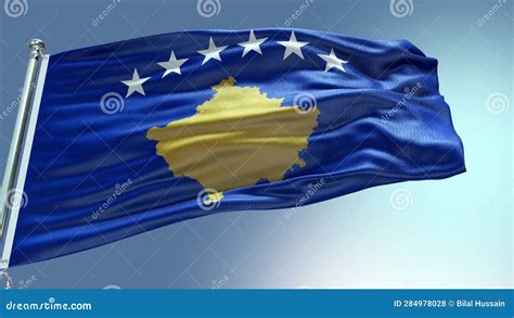 Video De La Bandera Kosovo De K De Rendimientos Ondeando En Viento La