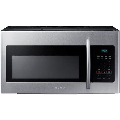 Samsung 30 In W 1 6 Cu Ft Over The Range Microwave In Stainless Steel Me16h702ses The Home