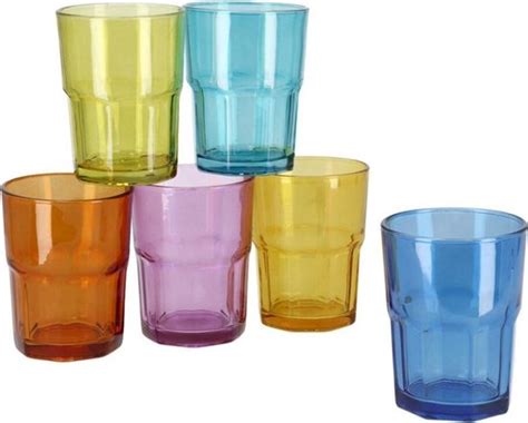 Set Van 6x Stuks Gekleurde Waterglazen Drinkglazen Van 285 ML Bol