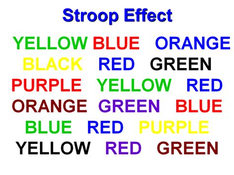 Printable Stroop Test