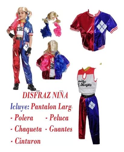 Disfraz Harley Quinn Niña Con Peluca Halloween Talla 4 A 14 Cuotas