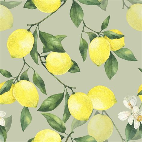 Premium Photo Hand Drawn Watercolor Lemon Illustration Seamless Pattern