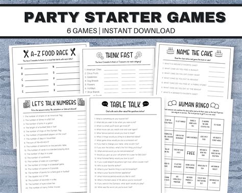 Icebreaker Games Party Starter Games Icebreaker Questions Printable Adult Party Games Dinner