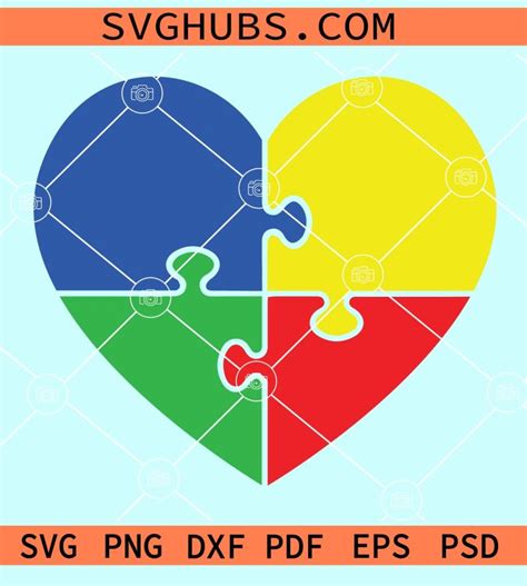 Autism Puzzle Heart Svg Austim Awareness Svg Autism Mom Svg Autism Svg