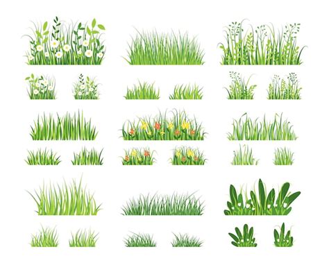 Premium Vector | Green grass Cartoon horizontal grass texture farm and garden green border ...