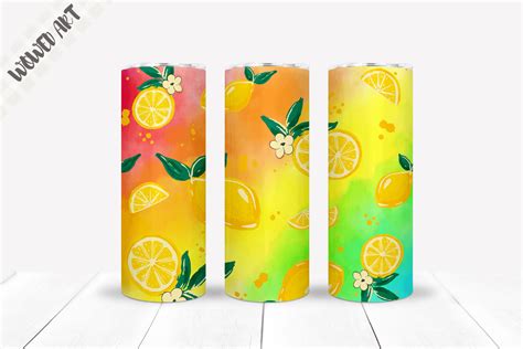 Lemon 20 Oz Skinny Tumbler Wrap Graphic By Wowed Art · Creative Fabrica