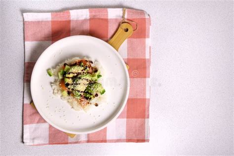 Sushi Waffle Is Crispy Rice Made In A Waffle Maker Topped With Shoyu