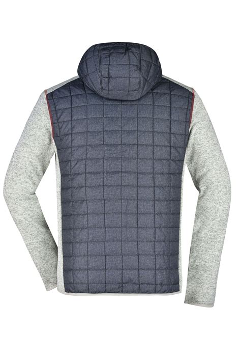 Herren Mens Knitted Hybrid Jacket Light Melange Anthracite Melange