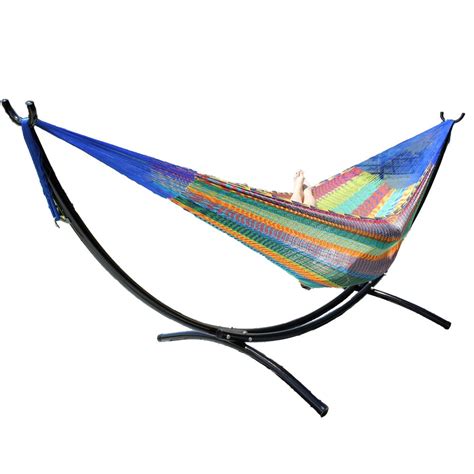 Metal Arc Hammock Stand And Mexican Thick Cord Hammock Package