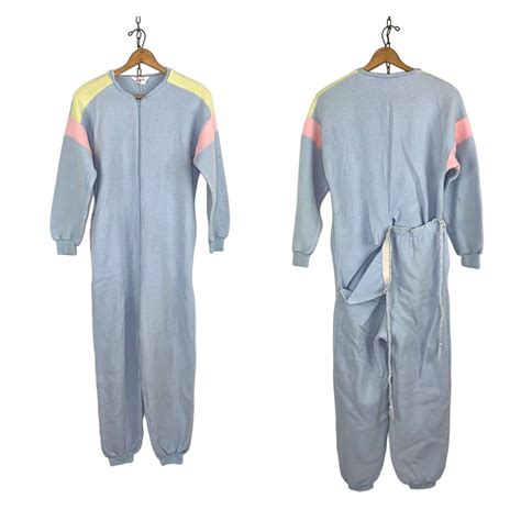 Vintage Adult Trap Door Pajamas One Piece Fleece Ladies Warm Etsy