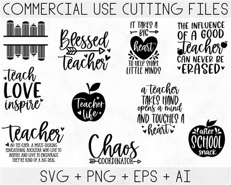 Teacher Svg Bundle Teacher Quote Svg Teacher Svg School Etsy