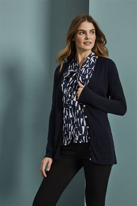 Henbury Womens Semi Fitted V Neck Cardigan Navy Simon Jersey