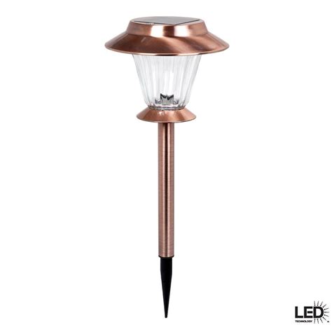 Hampton Bay Outdoor Antique Copper Solar Led Walk Light Set 6 Pack Rs9m N3 Ac C6 The Home Depot