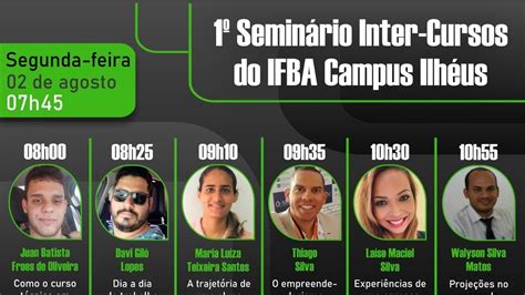 Semin Rio Inter Cursos Do Ifba Campus Ilh Us Youtube