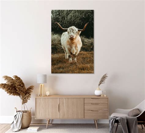 Highland Hippie Cow Wall Painting Decor Longhorn Cow Print Etsy