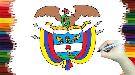 Dibujando el escudo de Colombia muy Facil para niños paso a paso