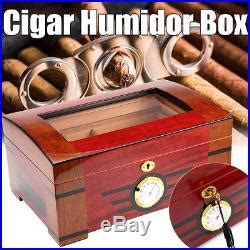 120 Cigar Storage Case Box Wood Cedar Gloss Piano Humidor Hygrometer