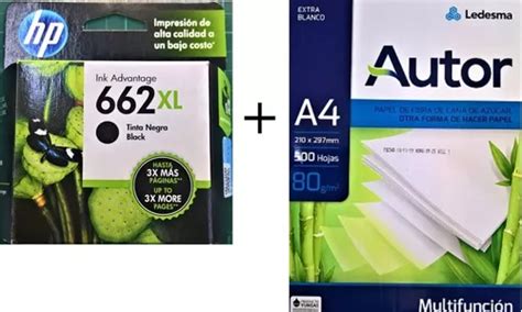 Cartucho Hp 662 Xl Negro Original Resma Autor 80 Grs A4