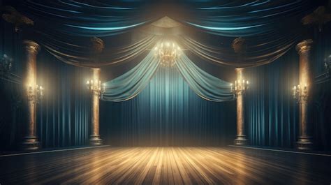 Premium AI Image | Stage with blue curtains and spotlights