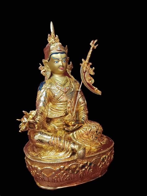 Buddhist Handmade Statue Of Padmasambhava Guru Full Gold Plated Face