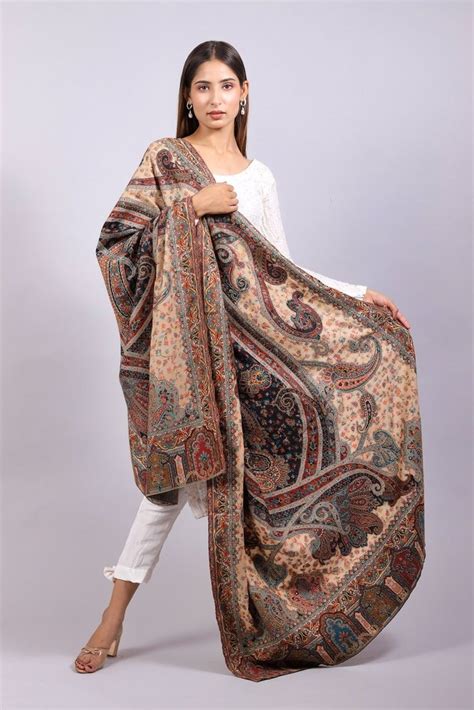 Kani Kashmiri Jamawar Paisley Woven Shaw For Women Blended Wool Full