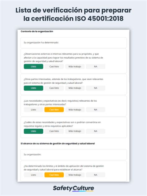 Lista De Verificación Norma Iso 45001 Pdf I Safetyculture
