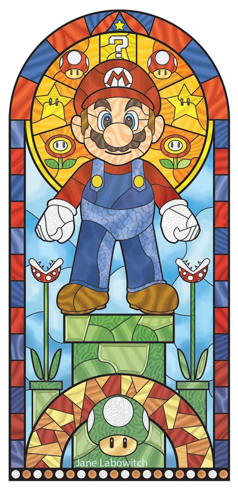 Mario Stained Glass Window By Pikajane On Deviantart