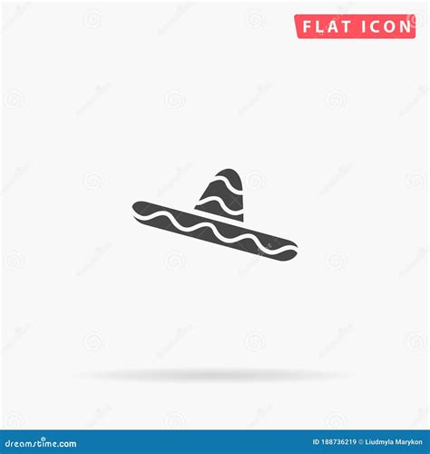 Big Mexican Hat Sombrero Flat Vector Icon Stock Illustration