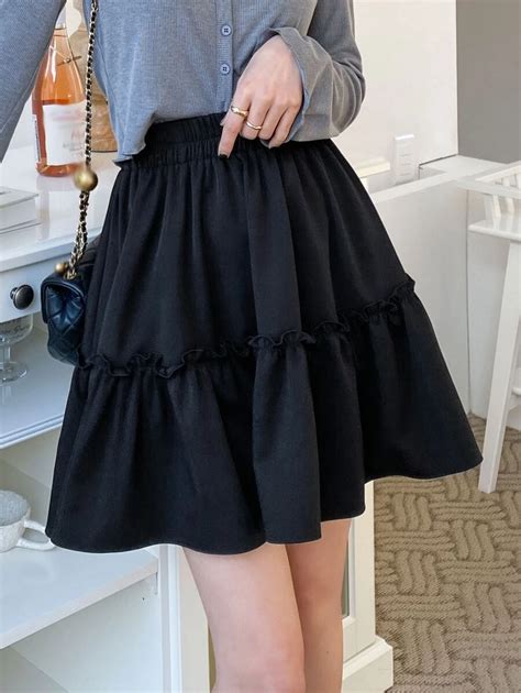 Dazy High Waist Frill Trim Skirt Shein Singapore