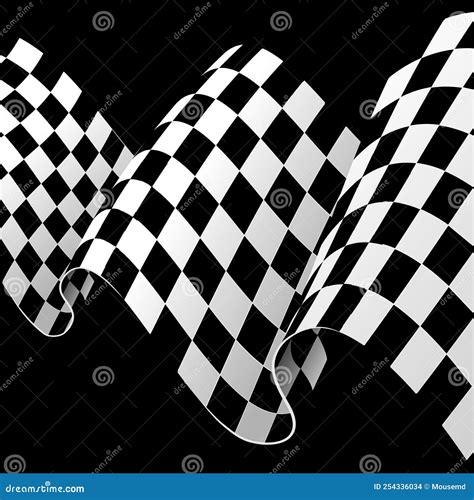 Realistic Detailed D Checkered Racing Wavy Sport Flag Card Background