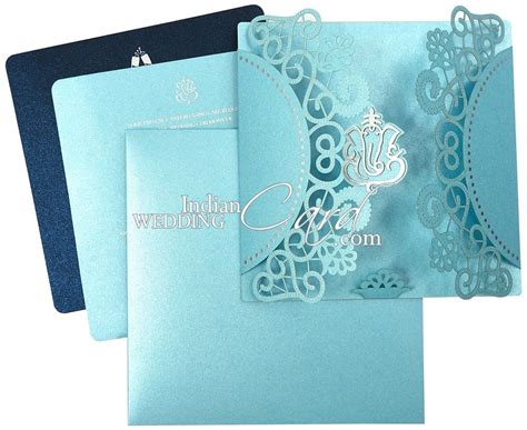 Light Blue Color Door Open Style Laser Cut Theme Hindu Wedding