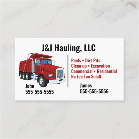 Dump Truck Business Card Zazzle