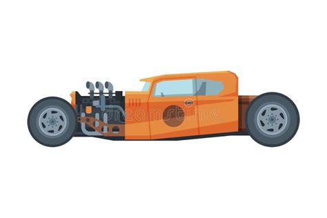 Estilo Retro Raza Naranja Coche Antiguo Veh Culo Deportivo Vectores