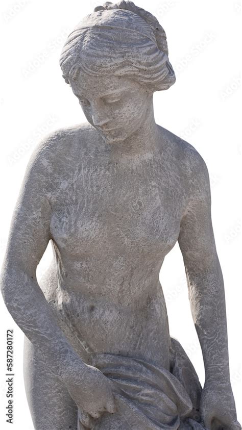 Image Of Ancient Classical Style Weathered Sculpture Of Naked Woman On