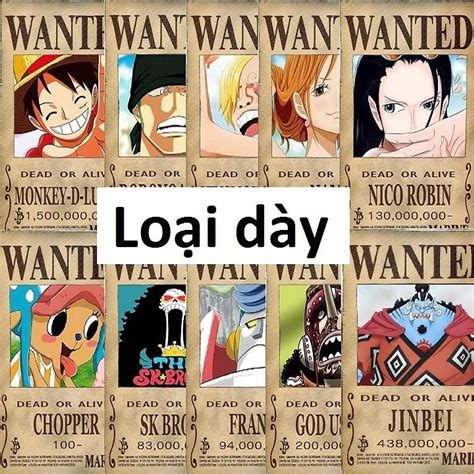 Bộ 10 tấm truy nã băng Mũ rơm onepiece wanted poster size A4 A5 A6