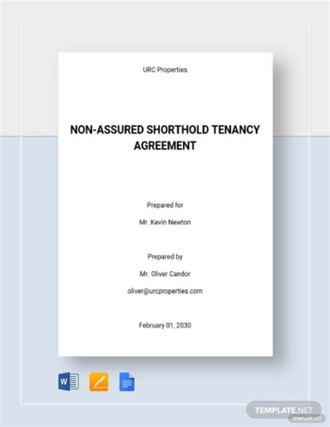 Non Assured Shorthold Tenancy Agreement Template Google Docs Word