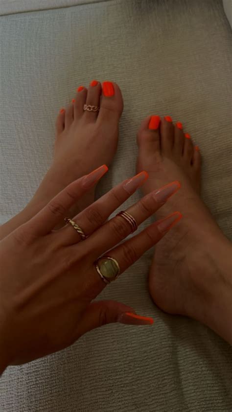 Pedicure Ideas Orange Matching Feet And Nails Fingers And Toes