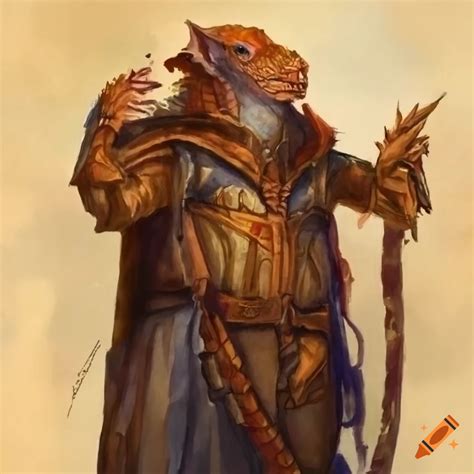 Highly Detailed Watercolor Painting Of Dragonborn Sorcerer On Craiyon