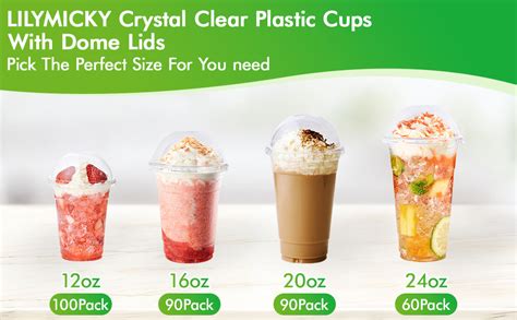 Amazon Lilymicky 60 Sets 24 Oz Clear Plastic Cups With Dome Lids