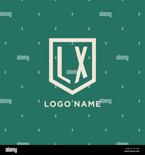 LX Initial Logo Monogram Shield Geometric Shape Design Vector Graphic