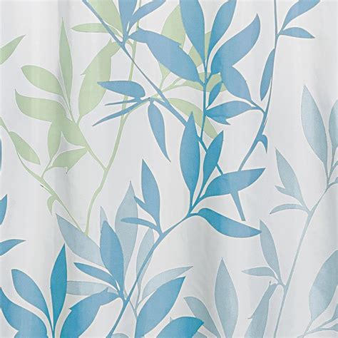 Idesign Interdesign 35650 Leaves Fabric Shower Curtain Standard 72 X 72 Soft Blue And Green