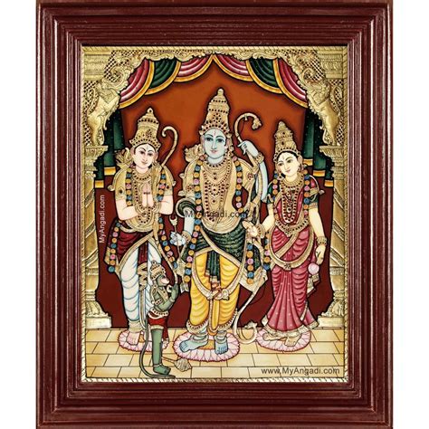 Shri Ramar Sitadevi Lakshmanan Hanuman Tanjore Painting Buy Tanjore