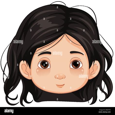 A Vector Illustration Of A Cute Girl With Black Hair Stock Vector Image