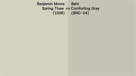 Benjamin Moore Spring Thaw 1508 Vs Behr Comforting Gray BNC 04 Side