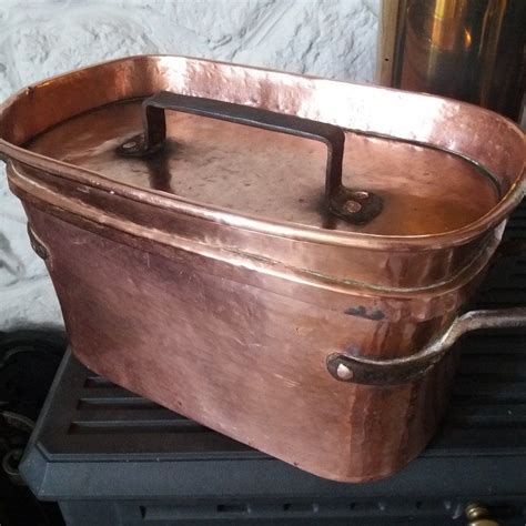 Antique Copper Dutch Oven Pot Lidded Casserole Tin Lined Etsy Uk French Antiques Antiques