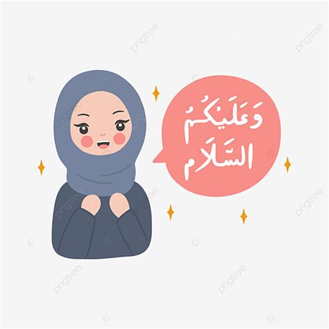 Waalaikumsalam Hd Transparent Cute Muslim Girl In Blue Outfit Saying