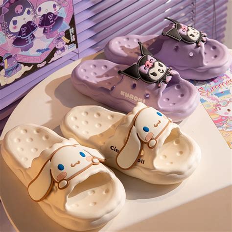 Sanrio Anime Kawaii Kuromi Cinnamoroll Pantofel Cute Cartoon Moja