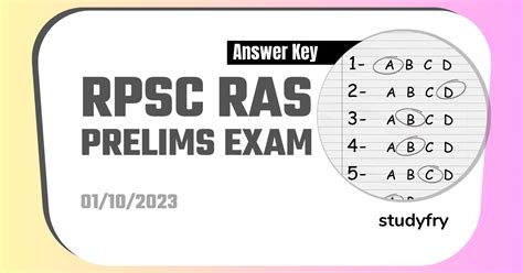 RPSC RAS Prelims Exam Paper 1 October 2023 Answer Key Studyfry