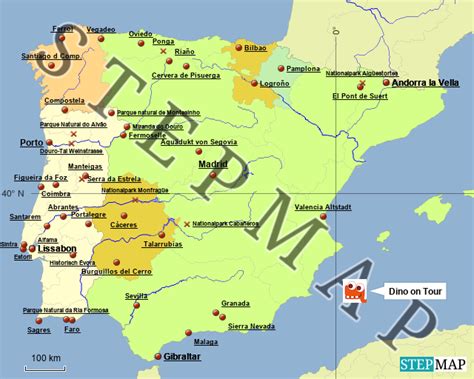 StepMap Iberische Halbinsel Landkarte für Spanien